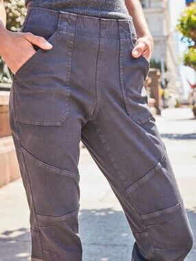 SPANX Black Cargo Jogger Pants with Elastic Ankles
